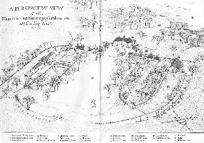 #7: bird's-eye drawing showing west side