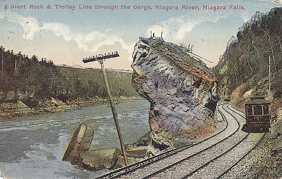 #004 trolley near giant rock in gorge