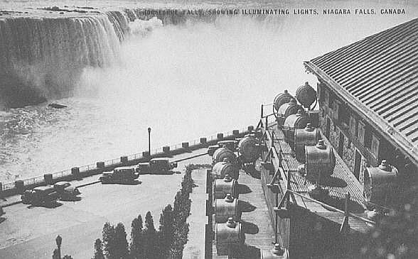 #3: illuminating lights, circa 1937; horseshoe falls in background