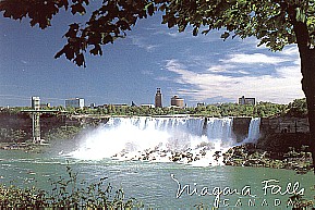 #003 american falls from ground right, tree-framed