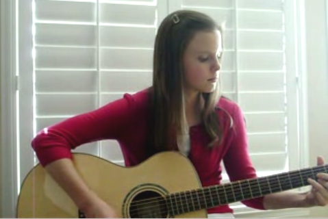 tiffany alvord in her first video, may 9, 2008, performing a cover tune