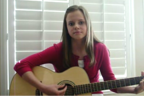 tiffany alvord in her first video, may 9, 2008, performing a cover tune