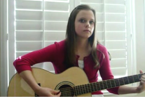 tiffany alvord in her first video, may 9, 2008, performing a cover tune